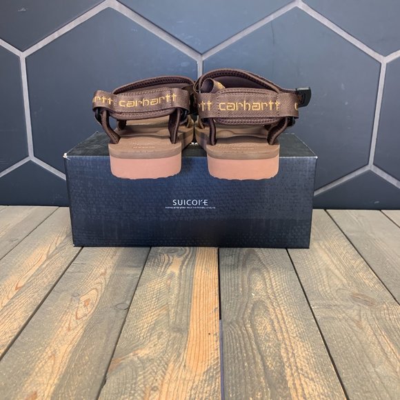 ~New W/ Box! Mens Suicoke Carhartt WIP Depa 2 Cab Brown Casual Sandals Size 13 - Picture 4 of 5